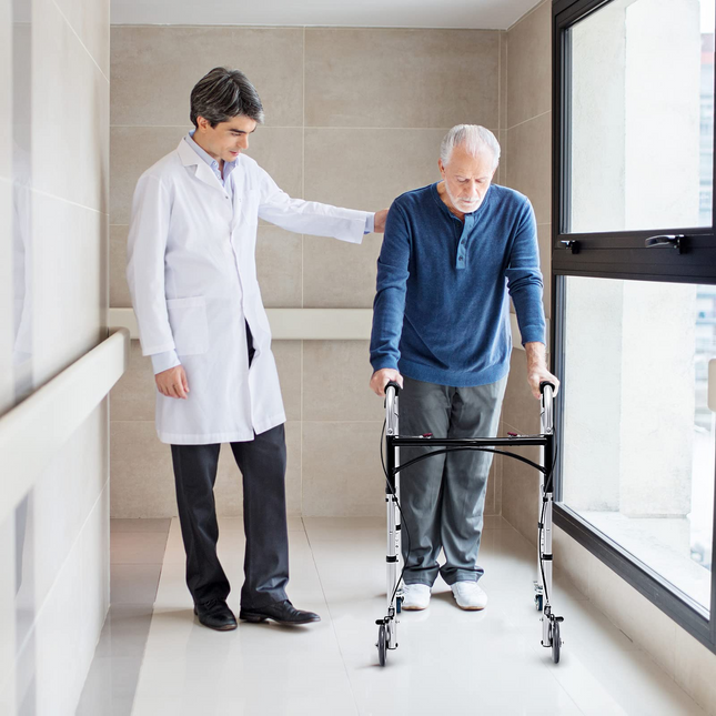 2-Button Folding Walkers for Seniors, 4-in-1 Folding Walker - Goplus