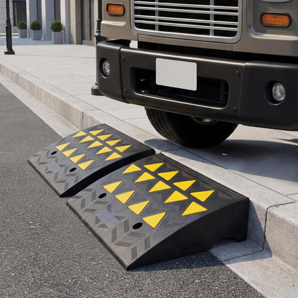 Goplus 2 Pcs Driveway Threshold Ramps with Reflective Triangles (6.3" Rise)