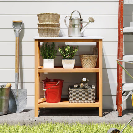 Goplus Patio Wooden Sideboard Kitchen Buffet Organizer for Backyard Garden