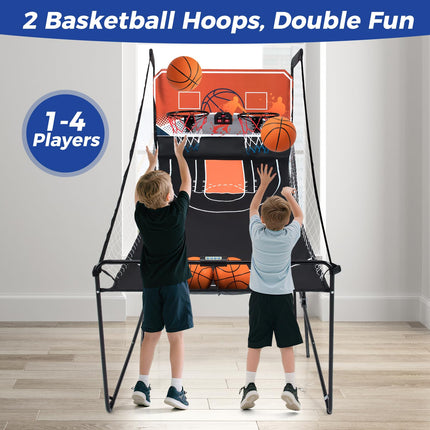 Goplus Foldable Dual Shot Basketball Arcade Game w/LCD Scoreboard 8 Game Modes