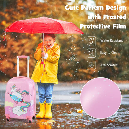 Goplus 12" & 18" Kids Carry On Luggage Set Large Capacity Rolling Trolley Suitcase