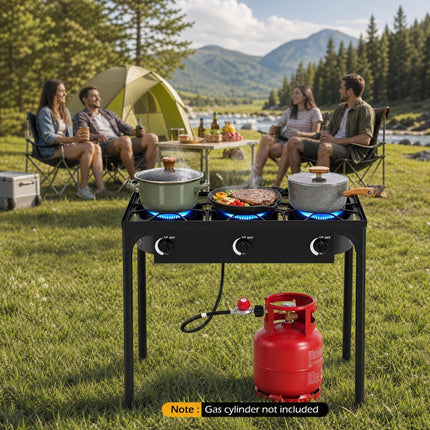 Goplus Outdoor 240,000 BTU High Pressure Three Burner Gas Stove