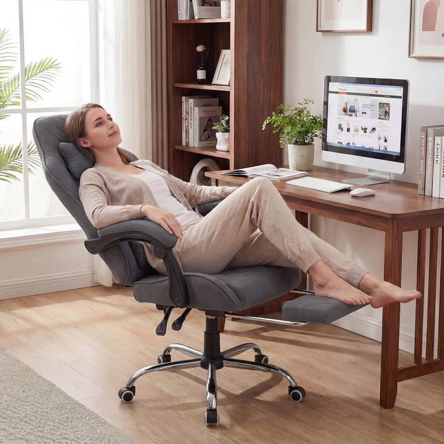 Goplus Ergonomic Gaming Chair with Footrest Lumbar Support Linkage Armrests & Detachable Headrest