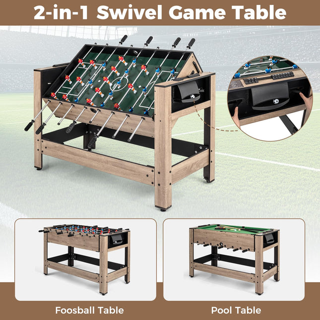 Goplus 48” Combo Game Table with Foosball & Pool for Home Game Room Party