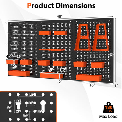 Goplus Pegboard Tool Organizing Kit w/ 3 Pegboards & 28 PCs Hanging Accessories