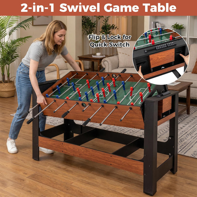 Goplus 54" Full Size Foosball & Pool Combo Table for Home Game Room Party