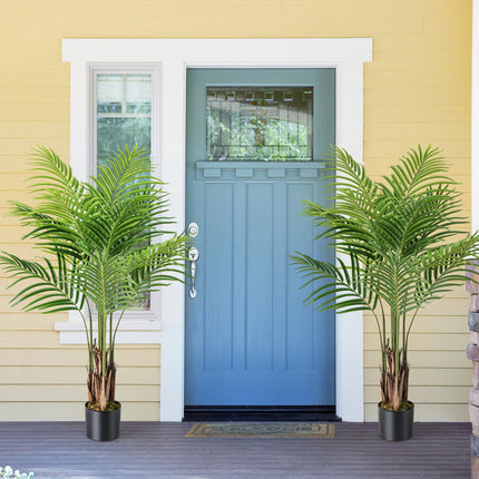Goplus 4.2FT Tall Artificial Palm Tree with 12 PEVA Leaves (2 Pack)