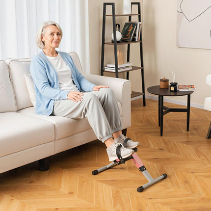 Goplus Folding Pedal Exerciser, Under Desk Mini Exercise Bike for Arm & Leg Workout