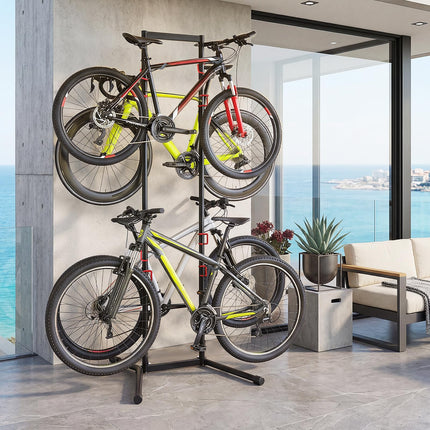 Goplus 4 Bike Storage Rack Indoor Freestanding Bike Rack for Garage