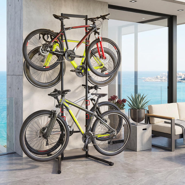 Goplus 4 Bike Storage Rack Indoor Freestanding Bike Rack for Garage