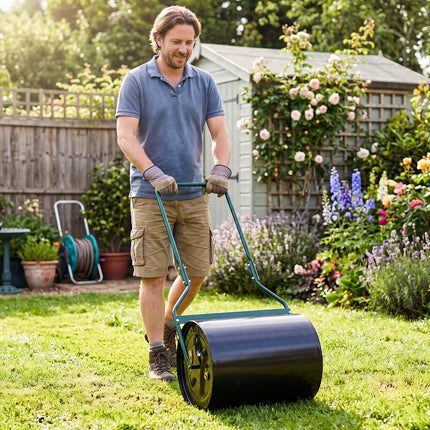 Goplus Lawn Roller 16 Gallon Water/Sand Filled Garden Drum Roller(16 by 20-Inch)