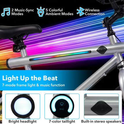 Goplus 20" LED-lit Hybrid Cycling Bike w/ Front Caliper Brake & Rear Drum Brake