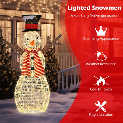 Goplus 3.6 FT Lighted Christmas Snowman with 80 LED Lights
