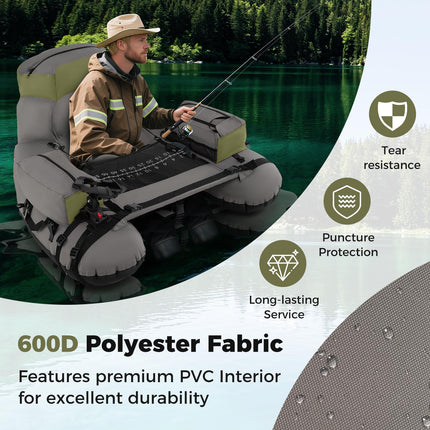 Goplus Fishing Belly Boat w/Fish Ruler Pump Storage Bag Adjustable Straps