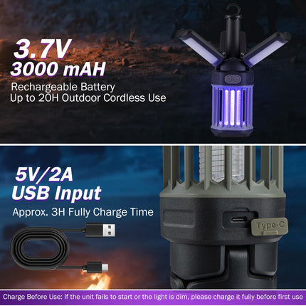 Goplus Outdoor Bug Zapper with Foldable Camping Lantern USB-C Rechargeable