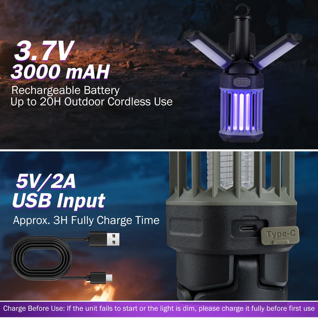 Goplus Outdoor Bug Zapper with Foldable Camping Lantern USB-C Rechargeable