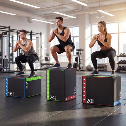 Goplus 3-in-1 Plyometric Jump Box with 3 Heights (16"x20"x24")