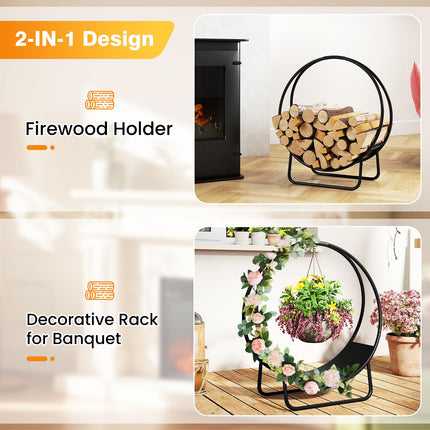 Goplus 20" Round Heavy-duty Metal Curved Log Rack with Stand for Indoor & Outdoor