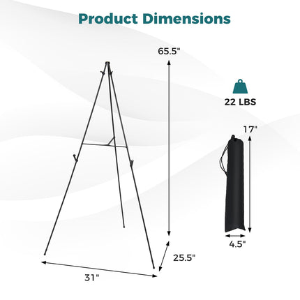 Goplus 65" Metal Easel Stand Set 6-Pack Tripod Display Easels w/Movable Card Slots
