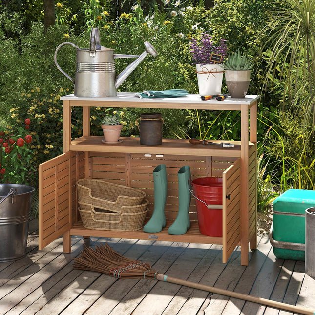Goplus Outdoor Acacia Wood Buffet Cabinet ( 44” x 16” x 36” )