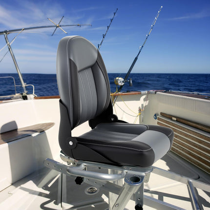 Goplus 2 Packs Folding High Back Boat Chairs Waterproof PVC Leather Cabin Seating