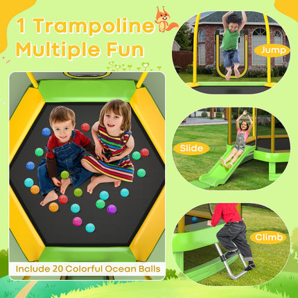 Goplus 7 FT Kids Trampoline with Slide, 87" ASTM Approved Recreational Trampoline