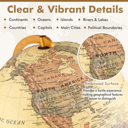 Goplus 12 Inch Illuminated World Globe Geography Educational Desktop Decoration