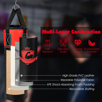 Goplus Punching Bag Set for Kids , Filled Boxing Heavy Bag with Punching Gloves & Hand Wraps - GoplusUS