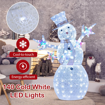 Goplus 5 FT Lighted Snowman Pre-Lit Xmas Snowman with 140 Built-in LED Light
