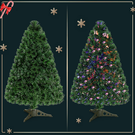 Artificial PVC Christmas Tree Pre-Lit Fiber Optic Tree - GoplusUS