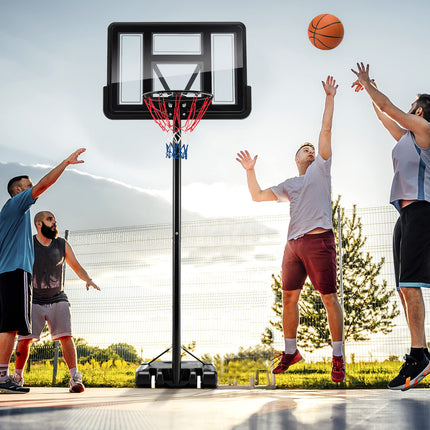 Goplus Portable Basketball Hoop Outdoor, 4.25-10FT 12-Level Height Adjustable Basketball Goal System - GoplusUS