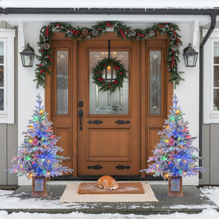 Goplus 4 FT Pre-Lit Snow Flocked Christmas Tree for Entrances