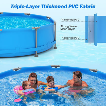 Goplus 12' Round Metal Frame Above Ground Swimming Pool ( 1617 Gal )