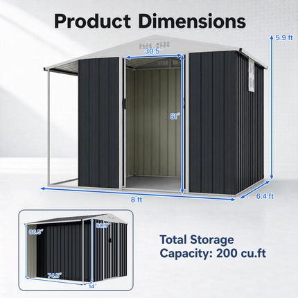 Goplus Outdoor Storage Shed w/Lockable Sliding Door & Open Firewood Bay
