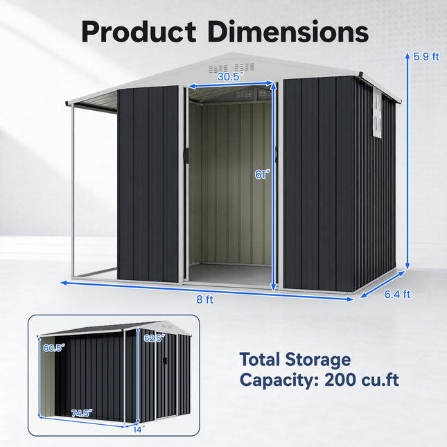 Goplus Outdoor Storage Shed w/Lockable Sliding Door & Open Firewood Bay