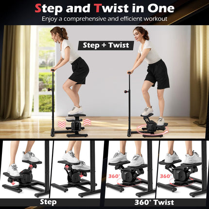 Goplus Twist Stair Stepper Workout Equipment w/Height-Adjustable Handlebar & Non-Slip Pedals