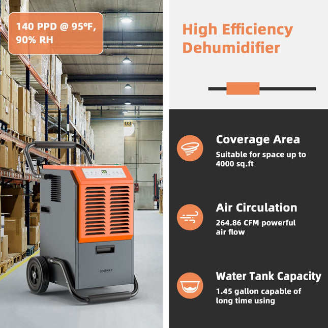 140 pints Commercial Dehumidifier - GoplusUS