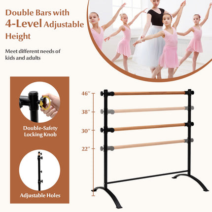 Goplus 4 FT Portable Ballet Barre, 46" Freestanding Adjustable Double Ballet Bar with Anti-Slip Base