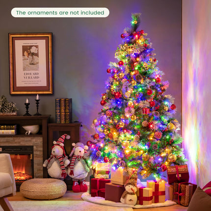 Goplus 6ft Pre-Lit Artificial Christmas Tree, Hinged Xmas Tree, for Office Home Decor