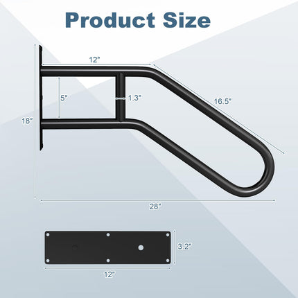 Goplus Heavy-Duty Non-Slip Wall Mount Stair Hand Railing Grab Bar