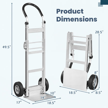Goplus Heavy-Duty Folding Hand Truck | 600 LBS Aluminum Dolly Cart