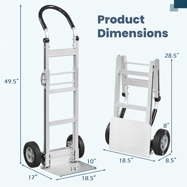 Goplus Heavy-Duty Folding Hand Truck | 600 LBS Aluminum Dolly Cart