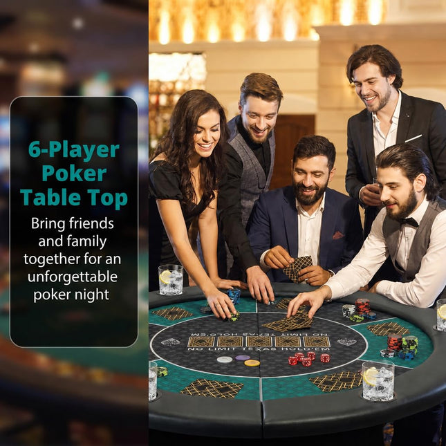 Goplus 48 Inch Foldable Poker Table Top for 6 Players With Carrying Bag