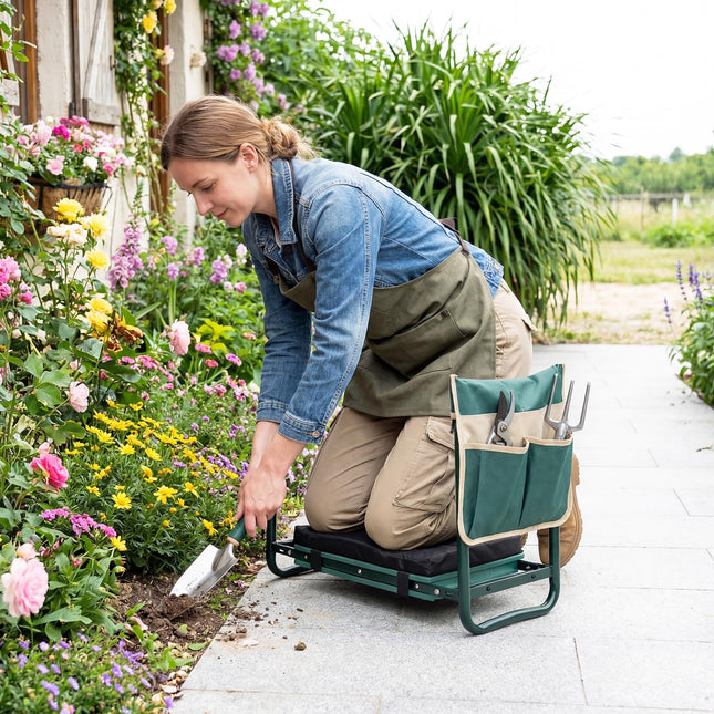 Goplus 11" Wide 2-in-1 Foldable Garden Kneeler and Seat for Seniors