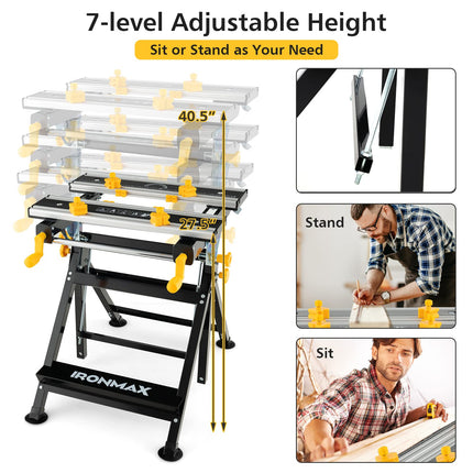 Portable Workbench, Folding Work Table - Goplus