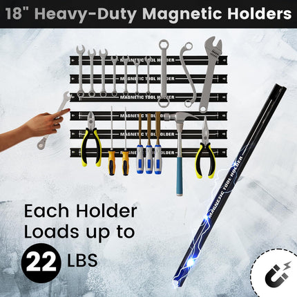 Goplus 6PCS 18" Magnetic Tool Holder, Wall Mounted 176LBS Capacity Magnetic Tool Organizer