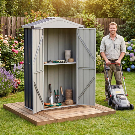 Goplus 4 x 1.3 x 6 FT Outdoor Storage Shed | Heavy-Duty Color Steel Garden Tool Shed