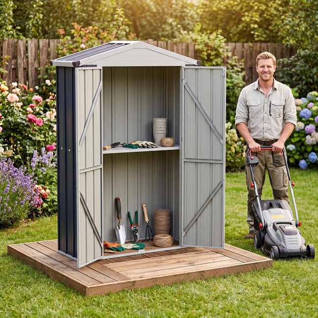 Goplus 4 x 1.3 x 6 FT Outdoor Storage Shed | Heavy-Duty Color Steel Garden Tool Shed