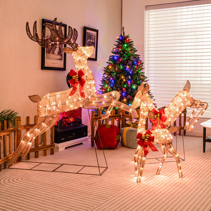 Goplus 3 Pieces Light up Christmas Reindeers with 255 Cold White Lights