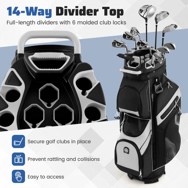 Goplus Lightweight Golf Cart Bag | Molded Lock Top Golf Club Bag for Men Women